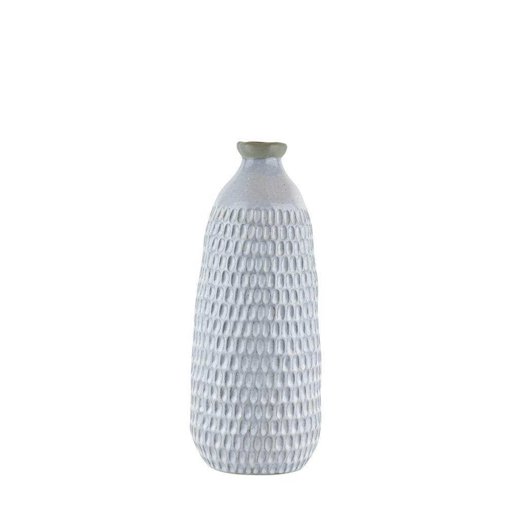 Ceramic Vase with Engraved Scalloped Pattern, Large, Gray