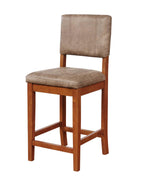 Fabric Upholstered Wooden Counter Stool with Footrest Support, Brown