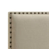 Wooden Full Queen Size Headboard with Nail head Trim Details, Beige