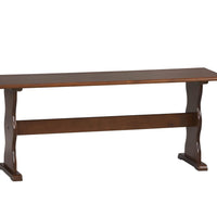 Wooden Rectangular Bench with Sleek Pedestal Style Feet, Dark Brown