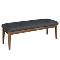 Fabric Upholstered Wooden Bench with Tapered Legs, Gray and Brown