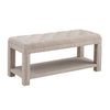 Fabric Upholstered Wooden Bench with Open Bottom shelf, Beige