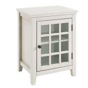 Wooden Single Door Cabinet with Two Storage Compartments, White