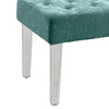 Tufted Fabric Upholstered Bench with Acrylic Legs, Green and Clear