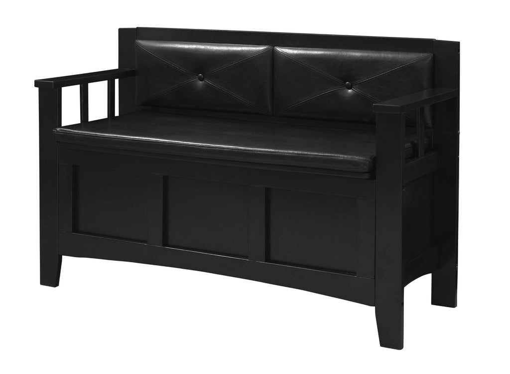 Fabric Upholstered Wooden Storage Bench with Flip Top Seat, Black