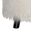 Faux Fur Upholstered Wooden Foot Stool with 3 Leg Support, White