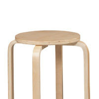 Round Wooden Stackable Stool with Straight Legs, Set of 4, Beige