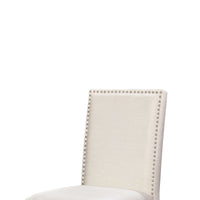 Fabric Upholstered Wooden Bar Stool with Nailhead Trim,White and Black