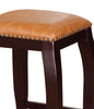 Square Shape Wooden Counter Stool with Nailhead Trim Accents, Brown