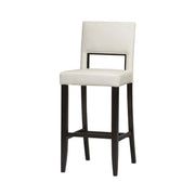 Wooden Bar Stool with Padded Seat and Backrest, Brown and White