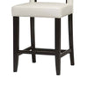 Wooden Counter Stool with Padded Seat and Backrest, Brown and White