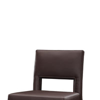 Wooden Counter Stool with Padded Seat and Open Backrest, Brown