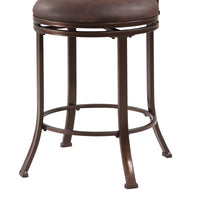 Metal Counter Stool with Cushioned Seat and Flared Legs, Brown