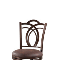 Metal Bar Stool with Cushioned Swivel Seat and Flared Legs, Brown