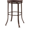 Metal Bar Stool with Cushioned Swivel Seat and Flared Legs, Brown