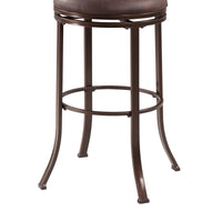 Metal Bar Stool with Cushioned Swivel Seat and Flared Legs, Brown