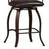 Metal Counter Stool with Armrests and Scrollwork Details, Brown