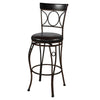 Metal Bar Stool with Leatherette Swivel Seat, Black and Brown