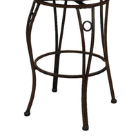 Metal Counter Stool with Leatherette Swivel Seat, Black and Brown