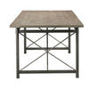 Industrial Design Wood and Metal Dining Table with Grooved Top, Gray