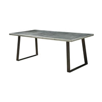 Contemporary Style Metal and Aluminum Dining Table with Sled Base, Gray