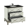 Wooden Framed Mirrored Sink Cabinet with Three Drawers and Marble Top, Black and Silver