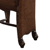 Faux Leather Upholstered Wooden Counter Height Chair with Nail head Trim, Brown, Set of Two