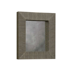 Mendong and Wood Frame Wall Mirror with Raised Edges, Black and Brown