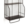 Metal Wall Storage Organizer with Grid Design and Three Shelves, Black