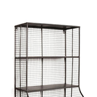 Metal Wall Storage Organizer with Grid Design and Three Shelves, Black