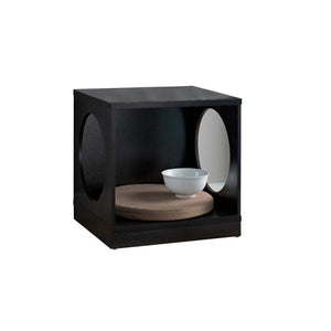 Wooden Pet End Table with Flat Base and Cutout Design on Sides, Black