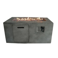 Rectangular Cement Gas Fire Pit with Lava Rocks and Control Panel,Gray