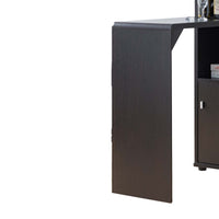 Wooden Wine Cabinet with Spacious Storage and Bar Table, Red Cocoa Brown