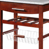 Spacious Wooden Kitchen Island with Granite Inlaid Top,Gray and Brown