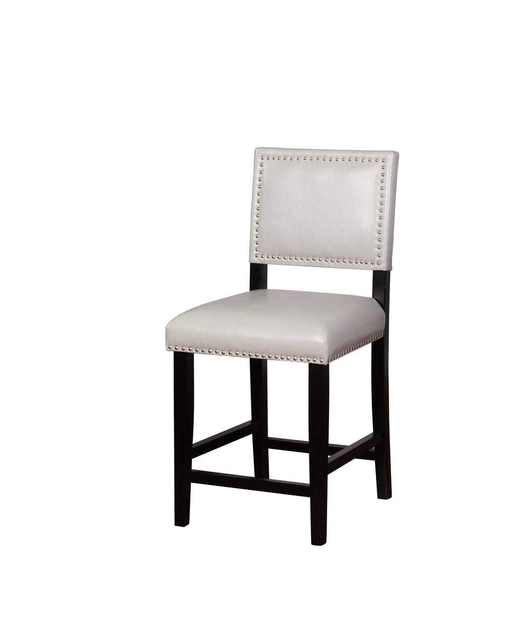 Wooden Counter Stool with Nailhead Trim Detailing, Black and White