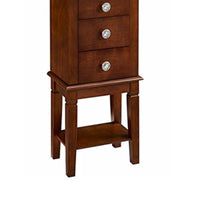 Wooden Jewelry Armoire with 4 Drawers and Flip Top Mirror, Brown