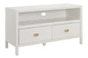 Wooden Media Center with Two Drawers and Open Shelf, White