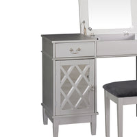 Wooden Vanity Set with Flip Top Mirror and Storage Compartment, Gray