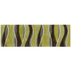 8' Lime Mocha Hand Tufted Abstract Waves Indoor Runner Rug