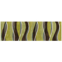 8' Lime Mocha Hand Tufted Abstract Waves Indoor Runner Rug