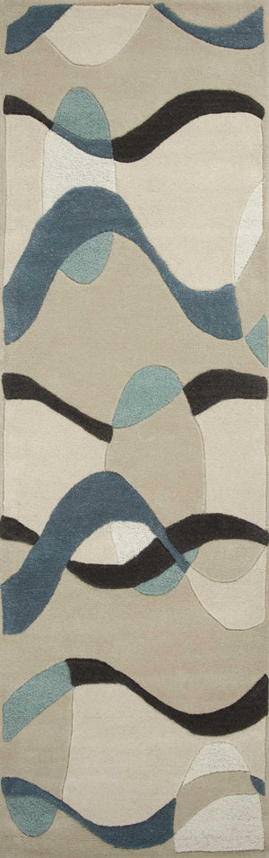 2'3" x 7'6" Runner Wool Ivory-Blue Area Rug