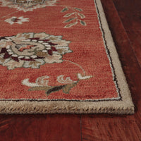 3'x5' Sienna Orange Hand Tufted Wool Traditional Floral Indoor Area Rug