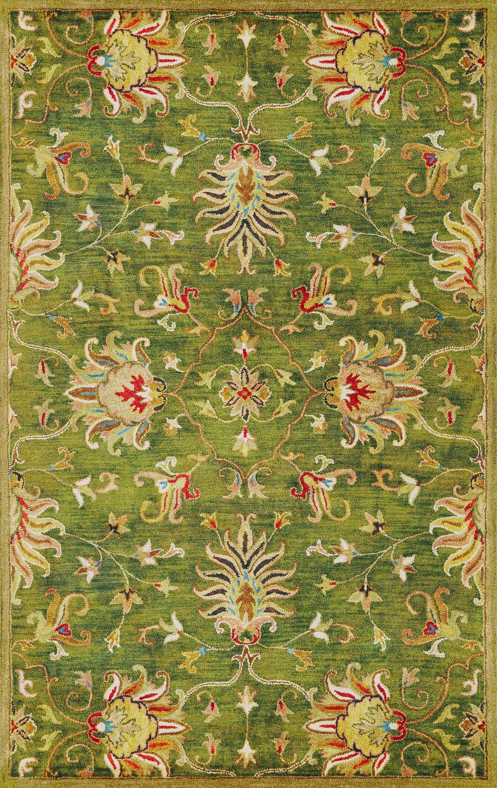 3'3" x 5'3" Wool Emerald Green Area Rug