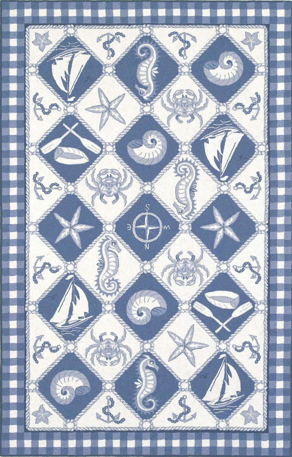 3'6" x 5'6" Wool Blue-Ivory Area Rug