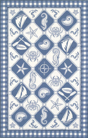 3'6" x 5'6" Wool Blue-Ivory Area Rug