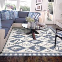 3'6" x 5'6" Wool Blue-Ivory Area Rug