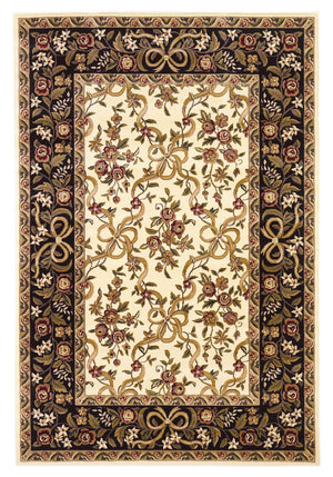 5'3" x 7'7" Polypropelene Ivory-Black Area Rug