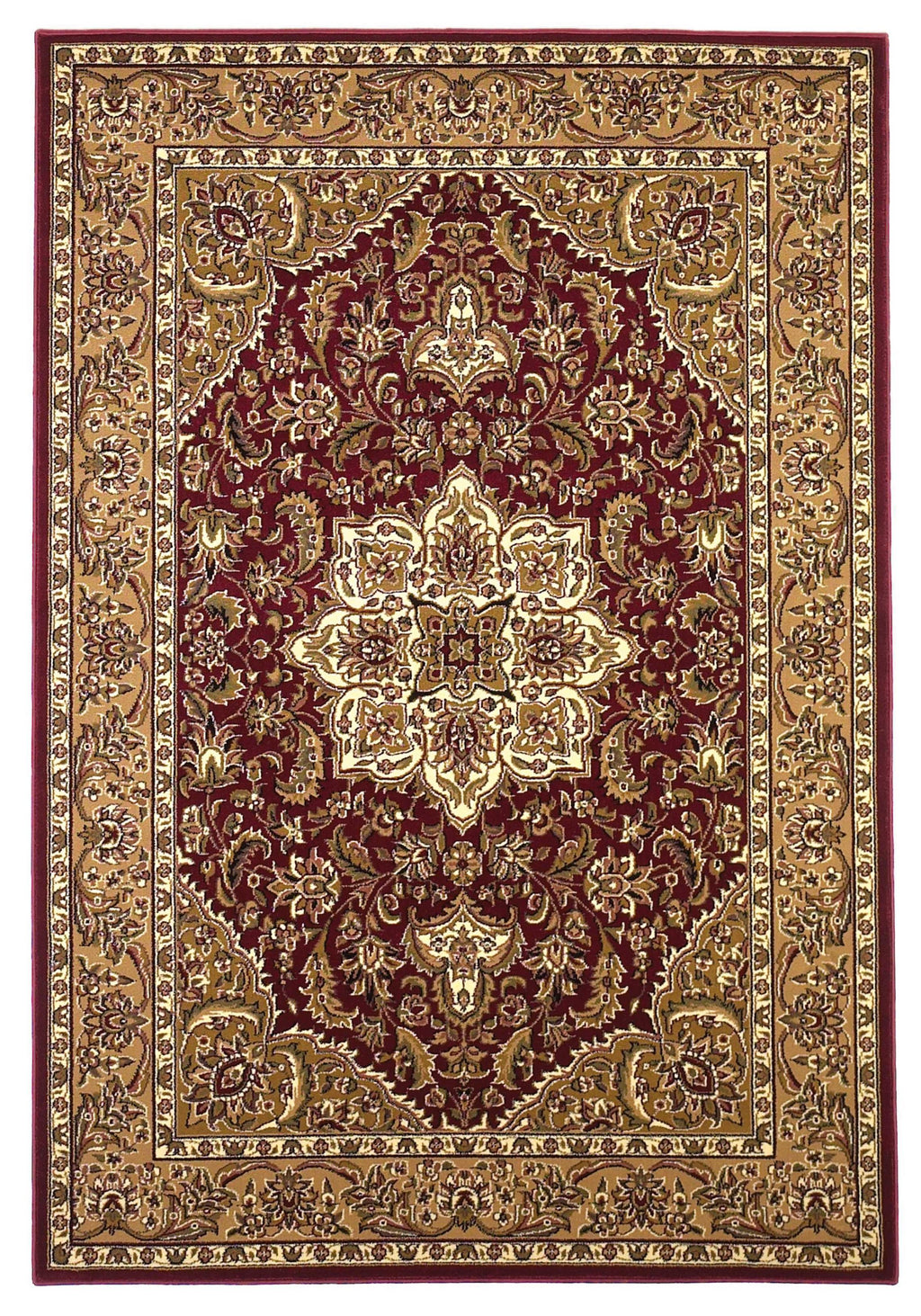 5'3" x 7'7" Polypropelene Red-Beige Area Rug