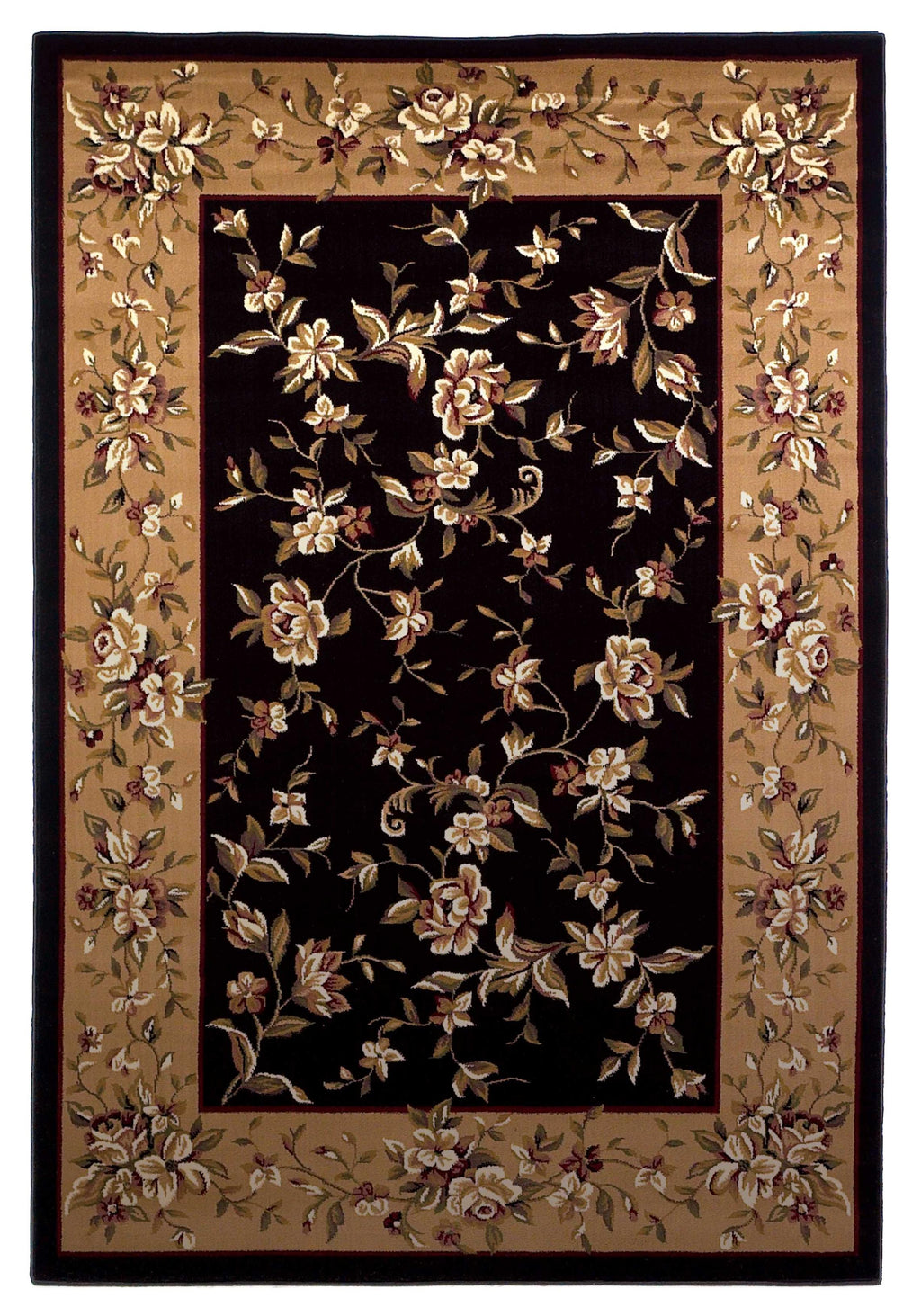 5'3" x 7'7" Polypropelene Black-Beige Area Rug