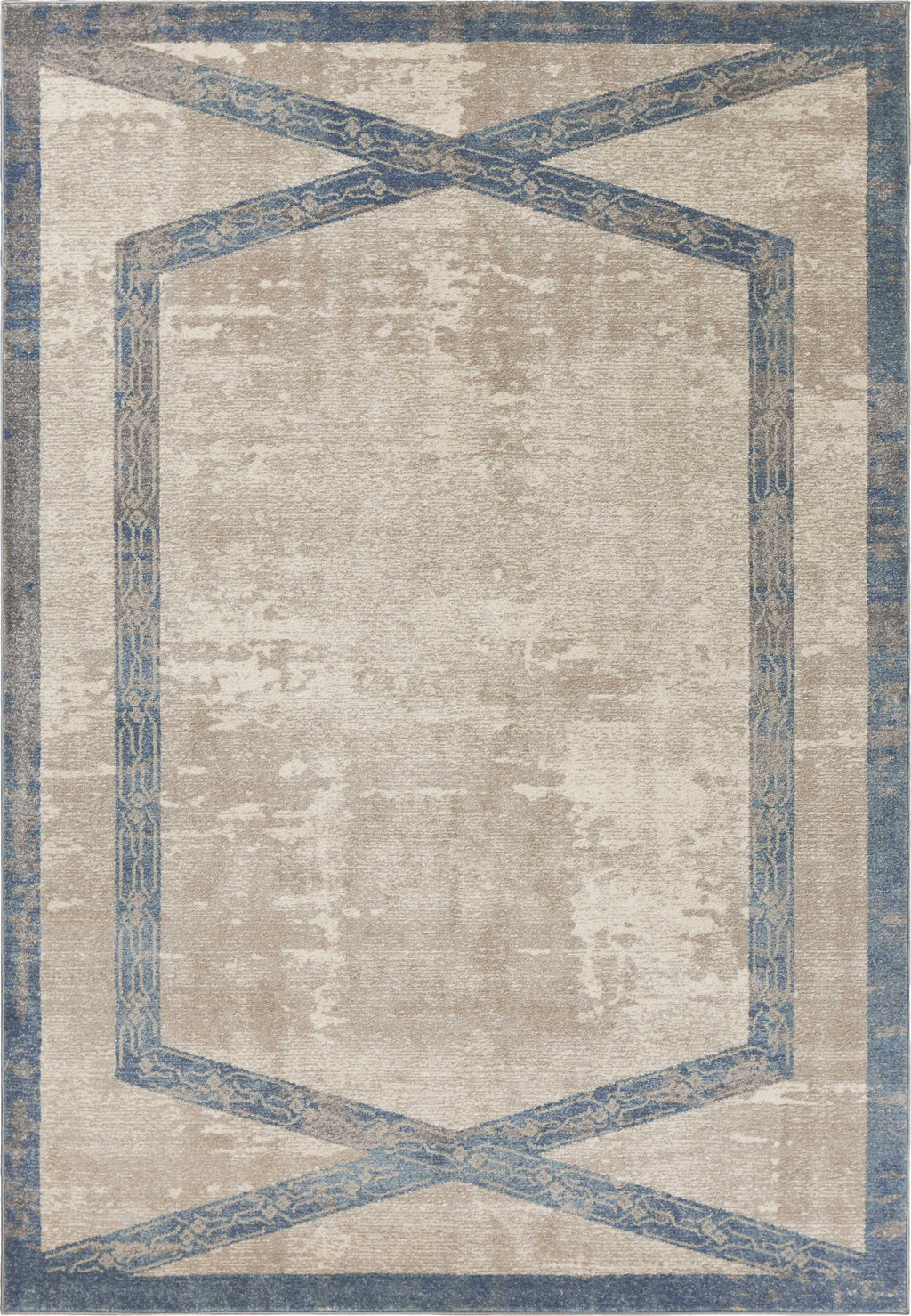 5'3" x 7'7" Polypropelene Tan-Teal Area Rug